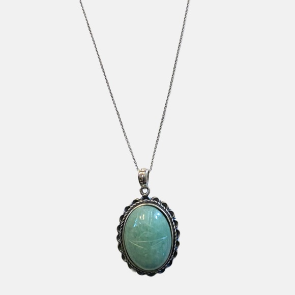 Sterling Silver Green Gemstone Necklace - Picture 1 of 9